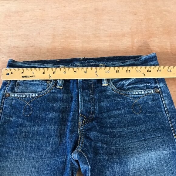 Ralph Lauren Double RL Jean Men 30x26 Blue Low Rise Button Fly Dark Wash Stretch - Picture 8 of 13